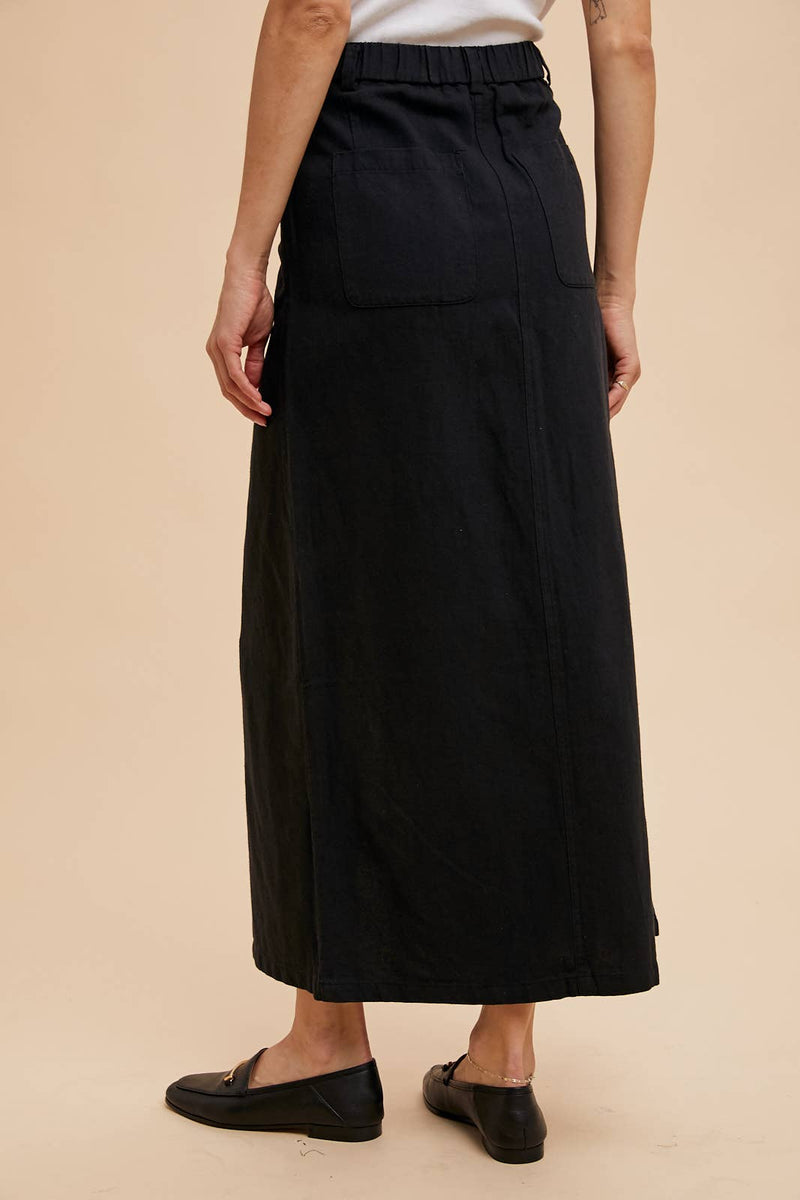 In Loom - COTTON LINEN SPLIT SEAM MAXI SKIRT - Home & Well
