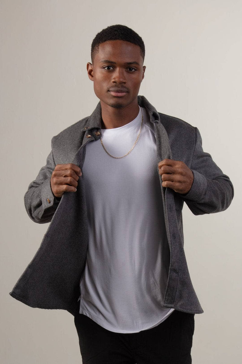 Wolfe Co. Apparel and Goods® - Grey Wool Button Down - Home & Well 