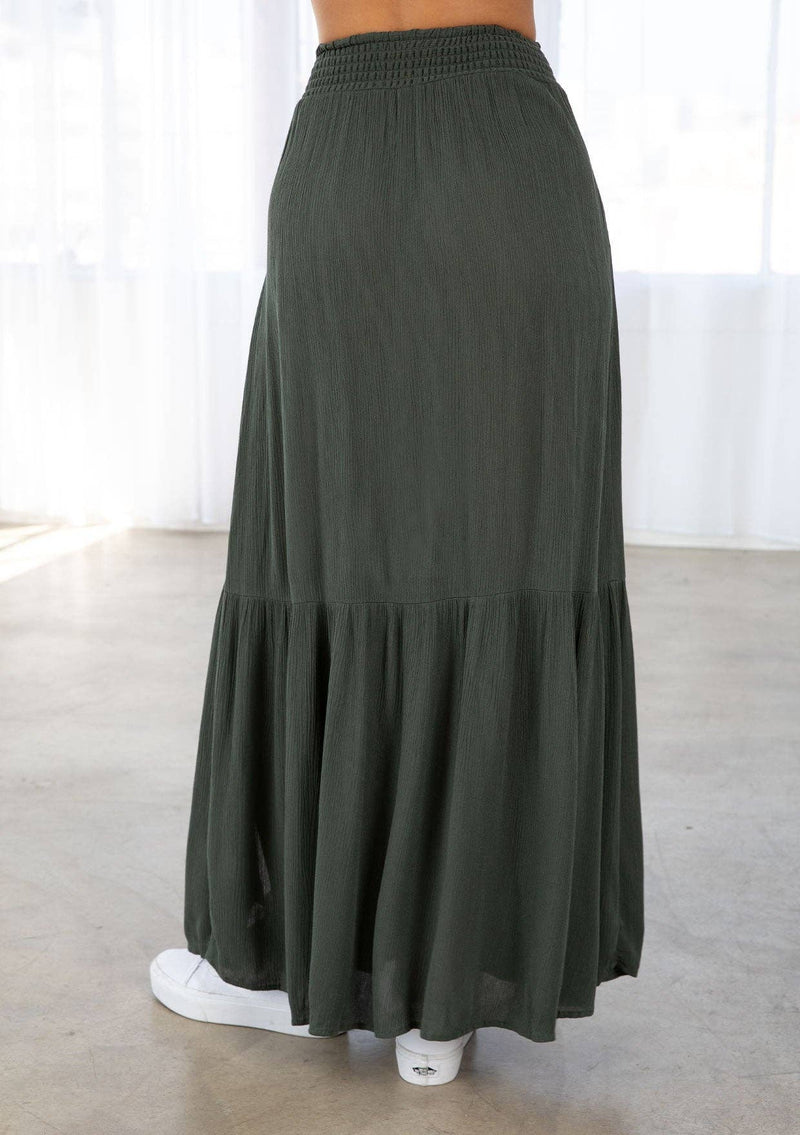 Lovestitch - Bohemian Smocked Tiered Maxi Skirt - Home & Well