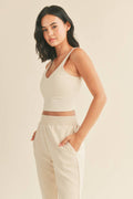 Cream Aligned Performance Cropped Tank Top - Home & Well 