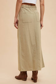 In Loom - COTTON LINEN SPLIT SEAM MAXI SKIRT - Home & Well