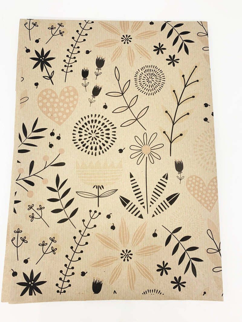 PlanetWrapIt - Spring Garden Recycled Eco Kraft Wrapping Paper - Home & Well 