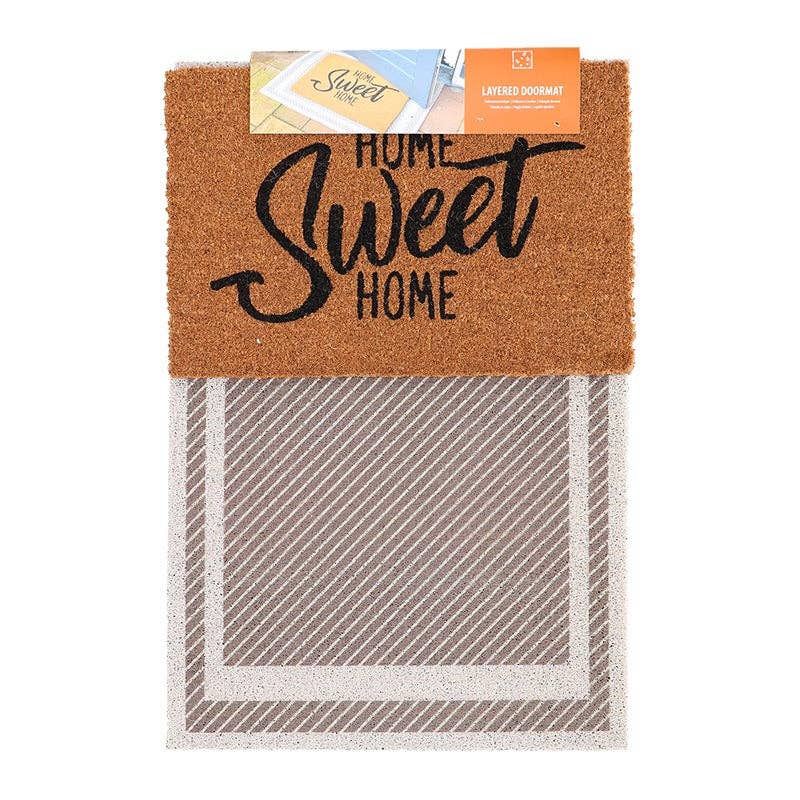 Hello Door Mat - Layered Set Checked Pattern - Home & Well