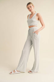 Soft Brushed Hacci Lounge Tank and Pants Set - Home & Well 