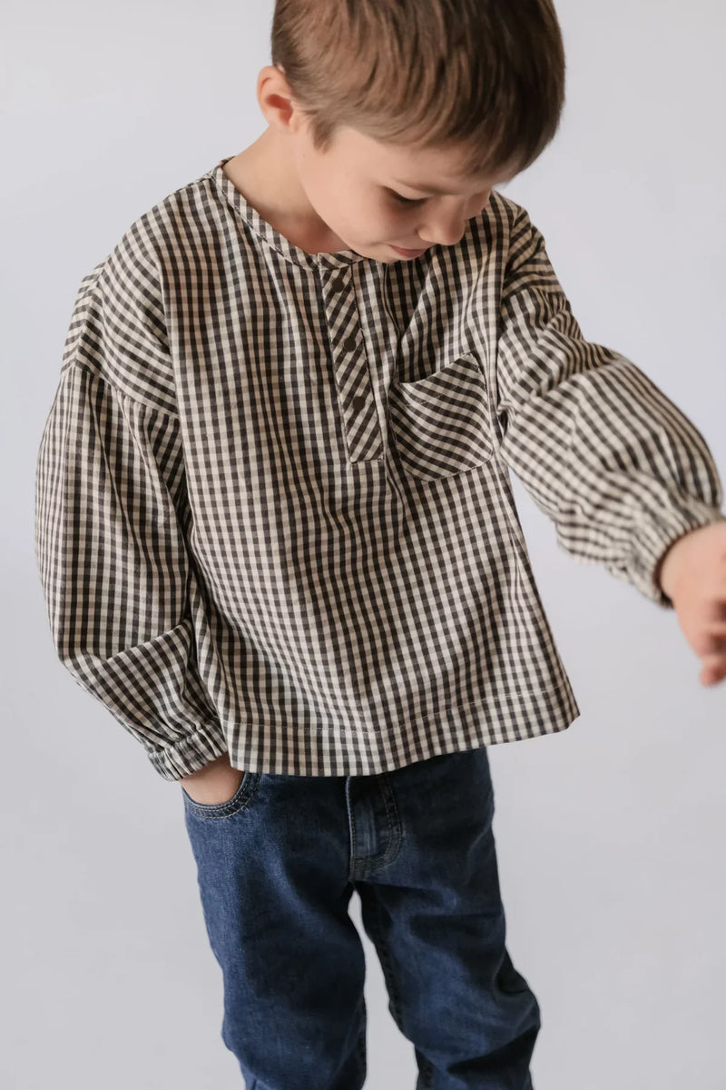 Gingham Long Sleeve Top | Indigo | Pehr