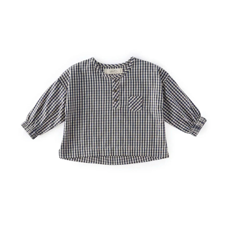 Gingham Long Sleeve Top | Indigo | Pehr
