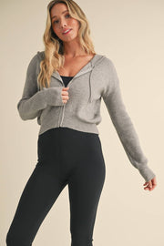KIMBERLY C - Zip Up Knit Sweater Hoodie - Home & Well 