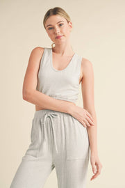 Soft Brushed Hacci Lounge Tank and Pants Set - Home & Well 