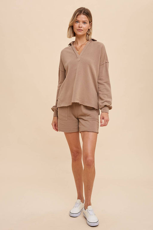 In Loom - GARMENT WASHED COTTON FRENCH TERRY SHORTS - Home & Well