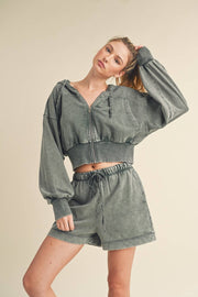 KIMBERLY C - Mineral Wash Zip-Up Hoodie - Home & Well 