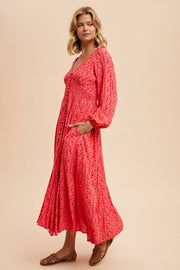 In Loom - SMOCKED FLORAL MAXI DRESS - Home & Well