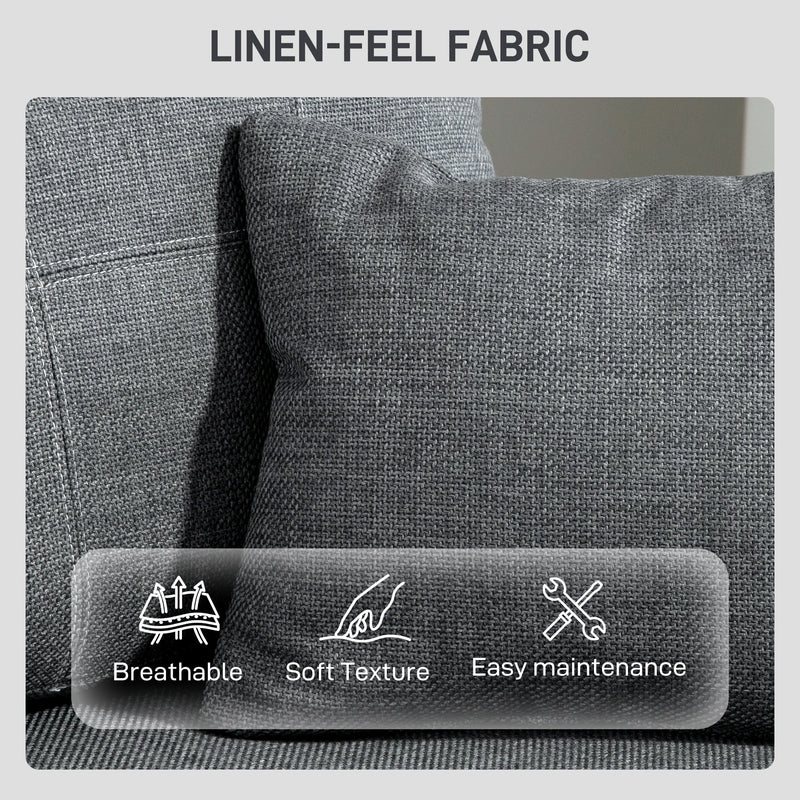 Naples Modern Upholstered 3 Seater Sofa with Deep Seats-Dark Grey