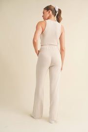 Soft Brushed Hacci Lounge Tank and Pants Set - Home & Well 