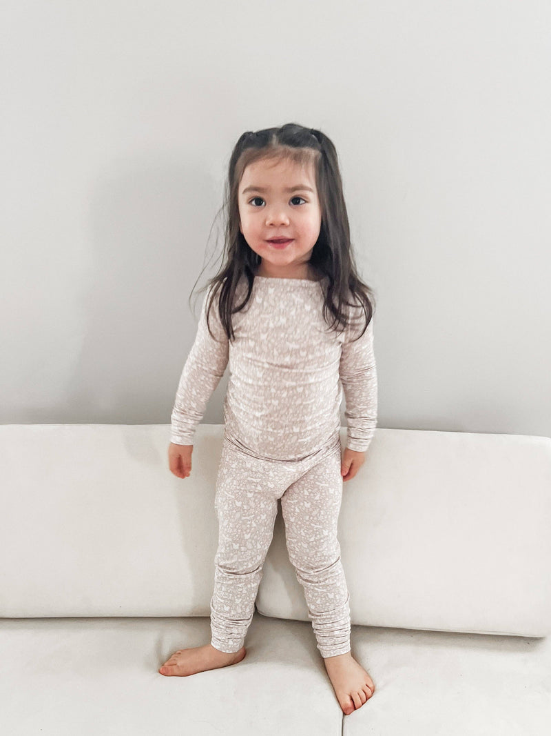 Early Grey - Bamboo 2-Piece Pjs - Beige Woodland - Home & Well 
