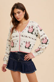 In Loom - FLORAL JACQUARD CARDIGAN - Home & Well