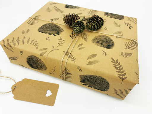PlanetWrapIt - Hedgehogs Recycled Eco Kraft Wrapping Paper - Home & Well 