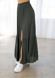 Lovestitch - Bohemian Smocked Tiered Maxi Skirt - Home & Well