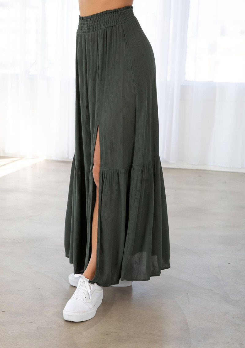 Lovestitch - Bohemian Smocked Tiered Maxi Skirt - Home & Well