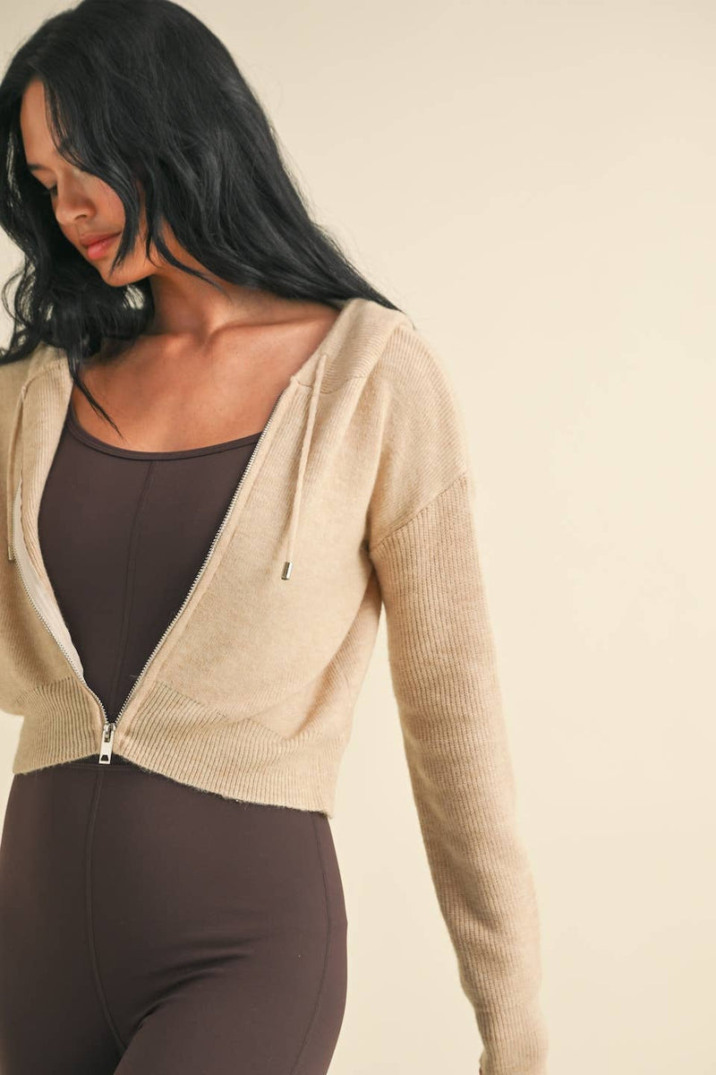 KIMBERLY C - Zip Up Knit Sweater Hoodie - Home & Well 