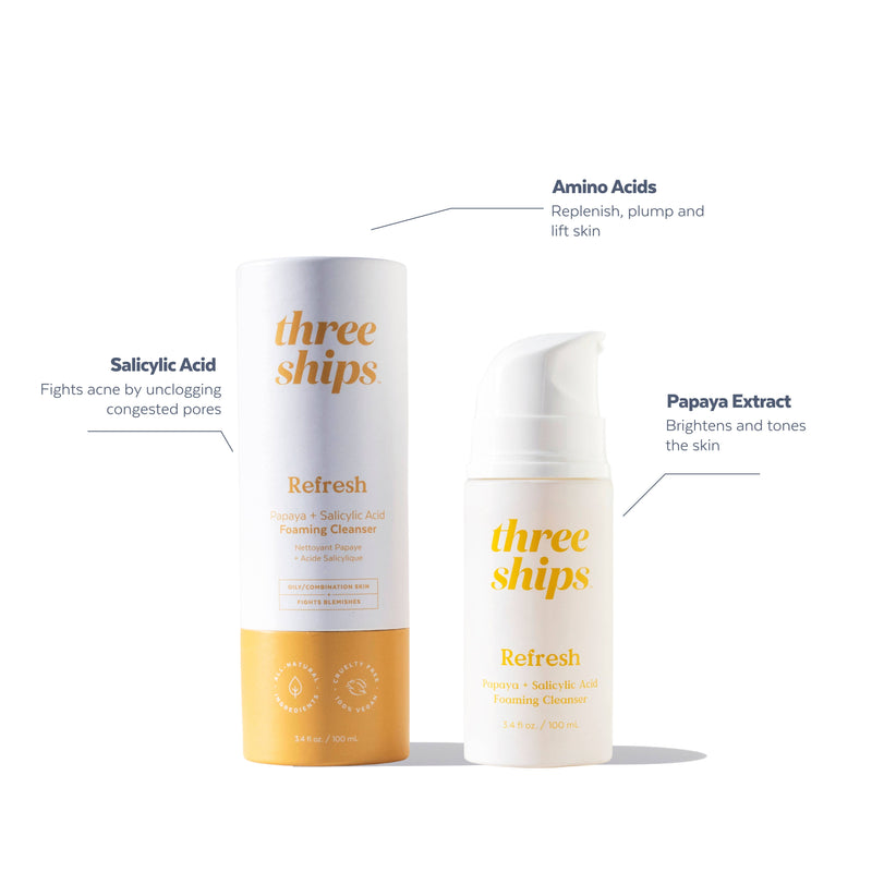 Three Ships Beauty - Refresh Papaya + Salicylic Acid Cleanser (100mL) - Home & Well 