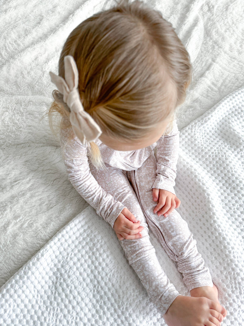 Early Grey - Bamboo Zip Sleeper - Beige Woodland - Home & Well 