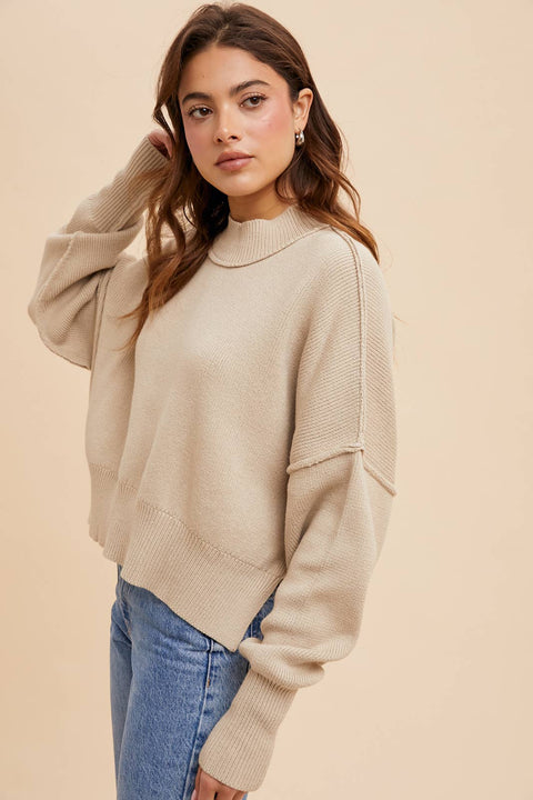 In Loom - KNITTED MOCKNECK PULLOVER SWEATER