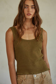 By Together - L6866 | Knit Ribbed Scoop Neck Sleeveless Top - Home & Well 