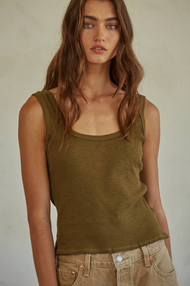 By Together - L6866 | Knit Ribbed Scoop Neck Sleeveless Top - Home & Well 
