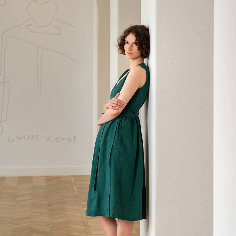 menique - Linen Sleeveless Smock Dress Macie