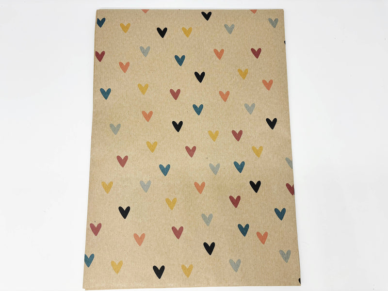 PlanetWrapIt - Colourful Hearts Recycled Kraft Wrapping Paper Gift Wrap - Home & Well 