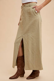 In Loom - COTTON LINEN SPLIT SEAM MAXI SKIRT - Home & Well