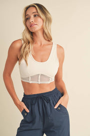 KIMBERLY C - Bustier Active Top with Mesh Inlays - Home & Well 