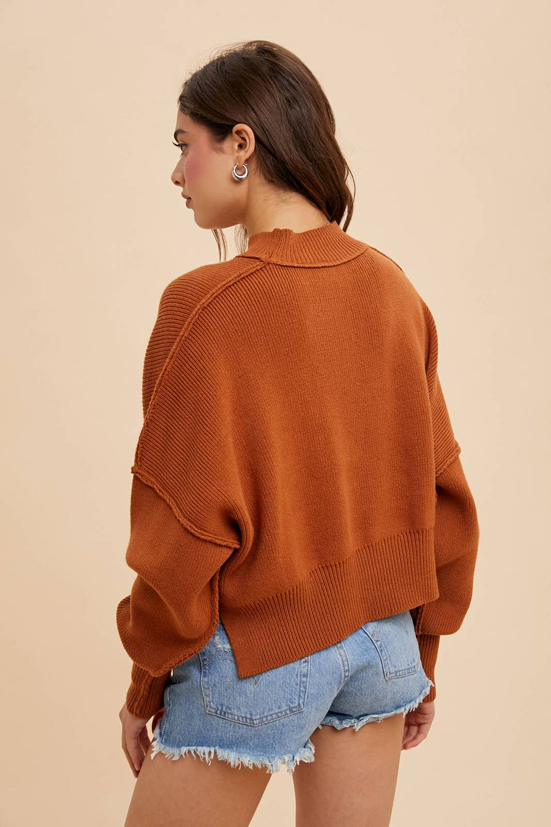 In Loom - KNITTED MOCKNECK PULLOVER SWEATER