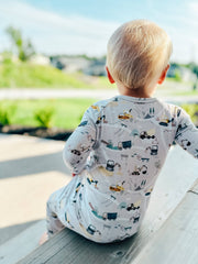 Early Grey - Bamboo Zip Sleeper - Diggers - Home & Well 