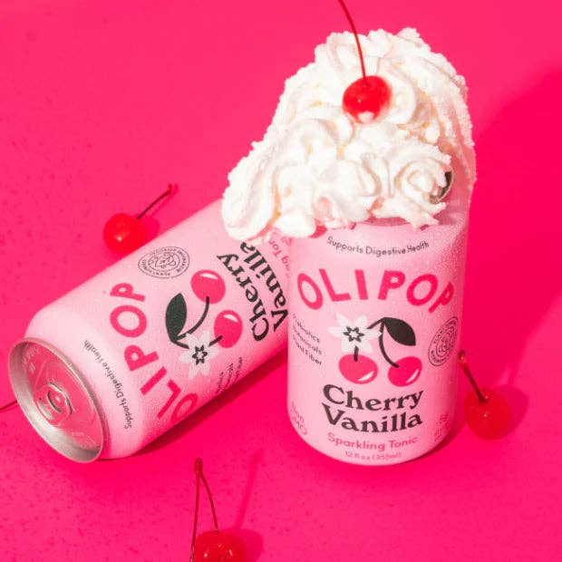 Olipop Cherry Vanilla Sparkling Tonic 355 ml - Home & Well 