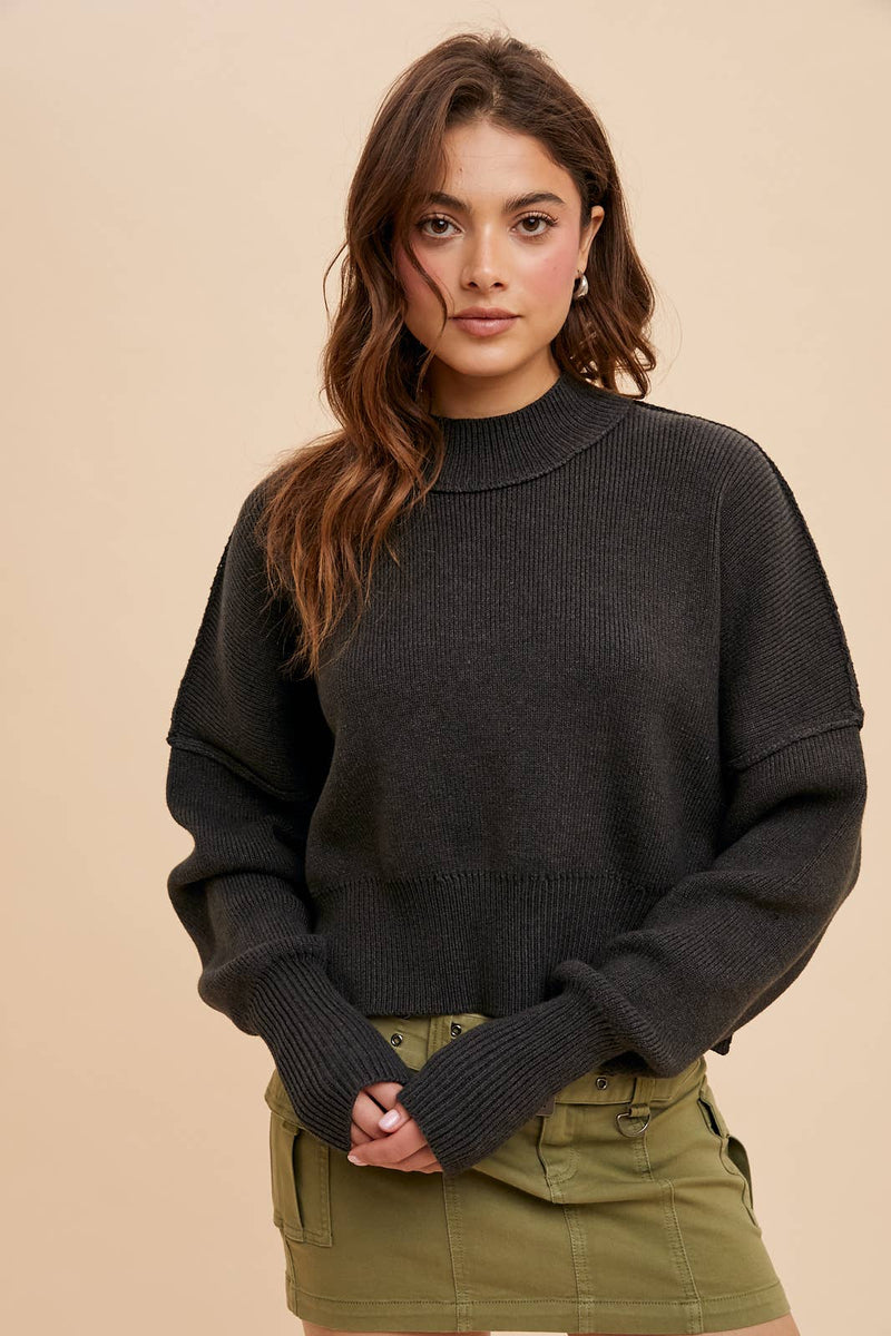 In Loom - KNITTED MOCKNECK PULLOVER SWEATER - Home & Well