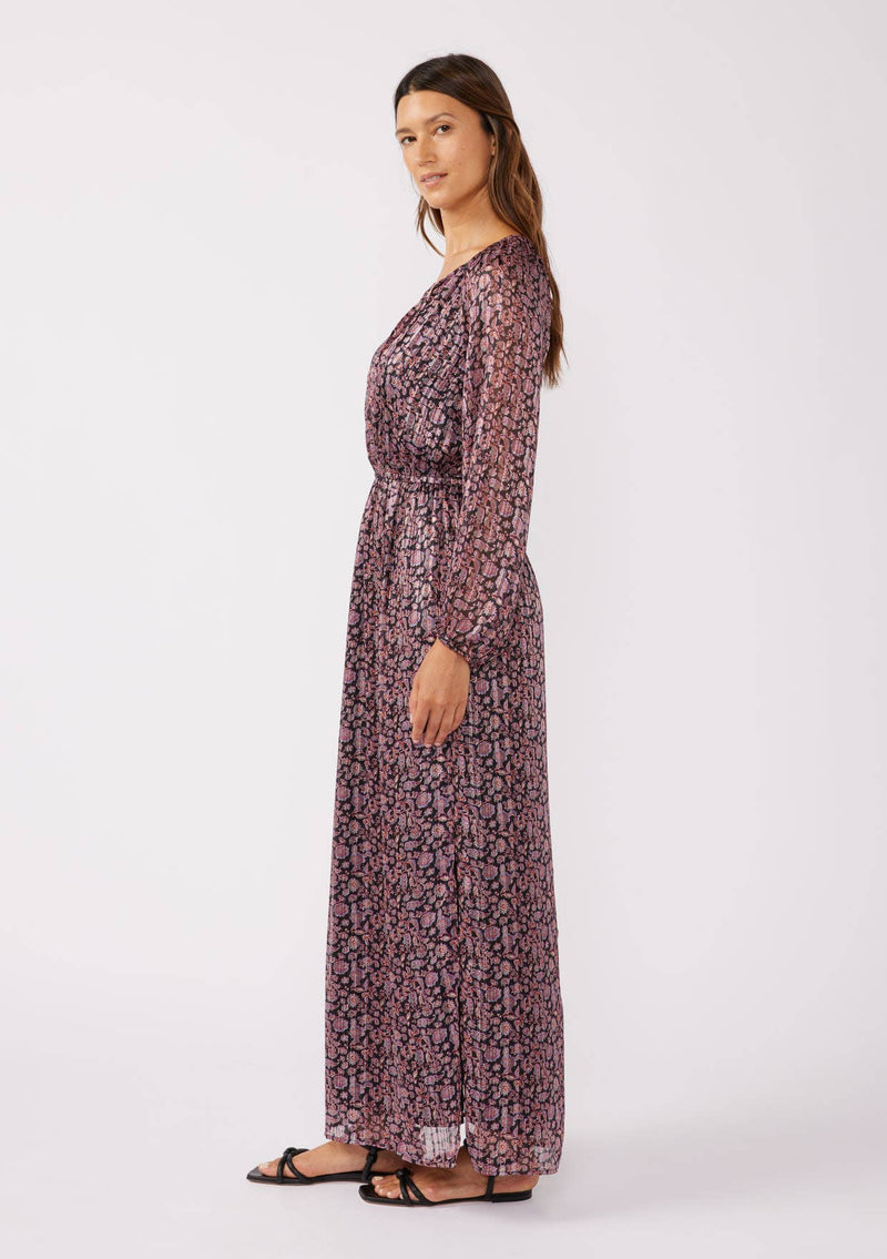 Lovestitch - Floral Chiffon Maxi Dress with Side Slits - Home & Well
