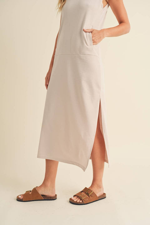 Sleeveless Terry Cloth Midi Dress - Home & Well 