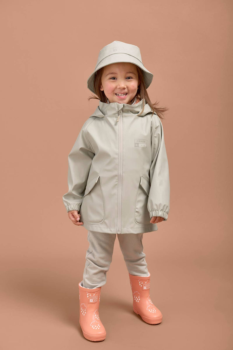 Grass & Air - Geothermal Grey Kids Waterproof Rain Jacket