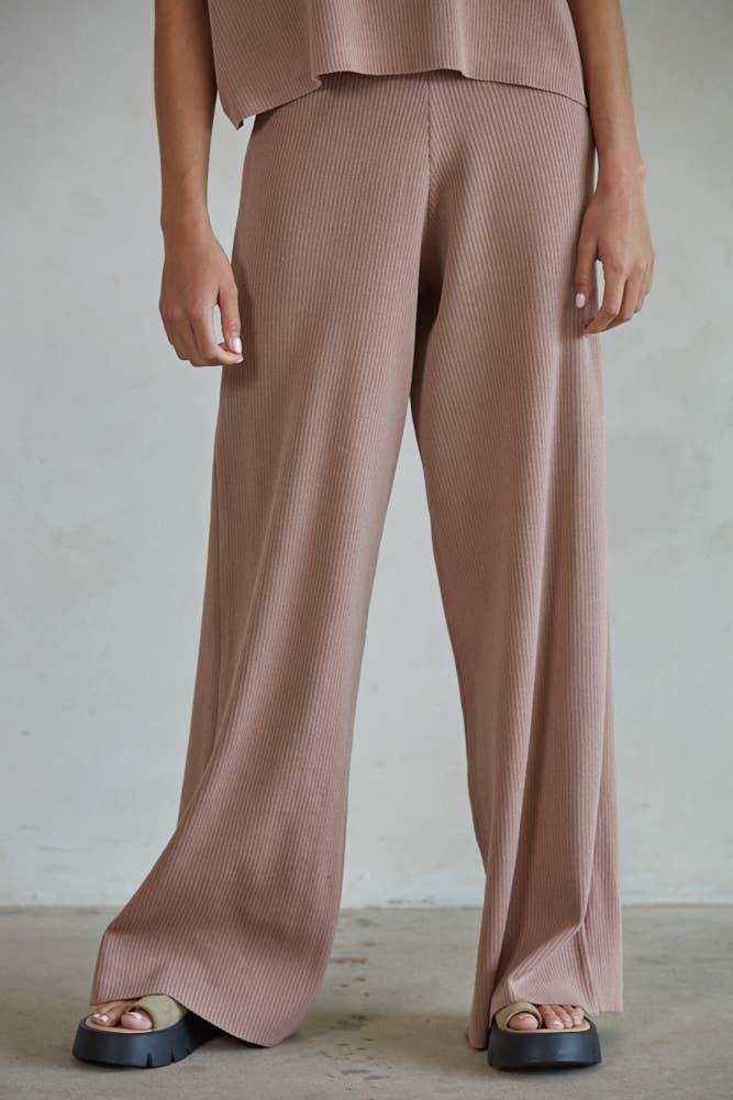 By Together - W1410 | Knit Sweater Wide Leg Pants - Home & Well