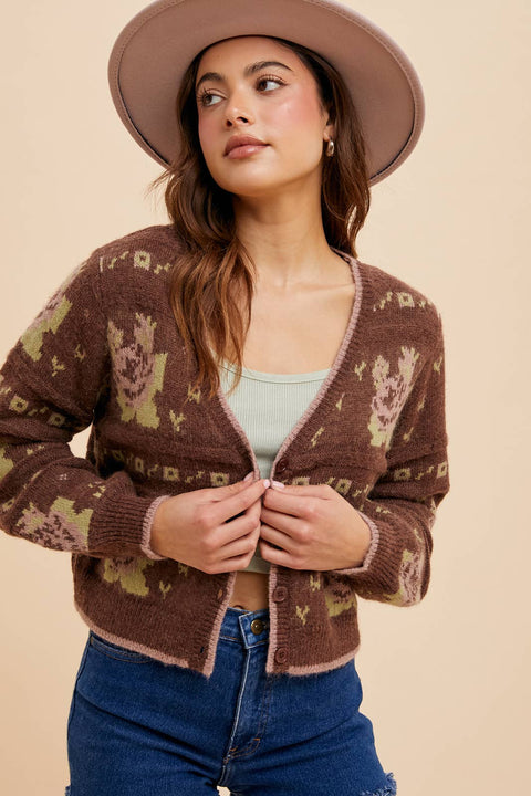 In Loom - FLORAL JACQUARD CARDIGAN