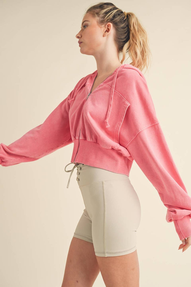 KIMBERLY C - Mineral Wash Zip-Up Hoodie - Home & Well 