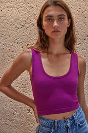 By Together - S1050N | Seamless Sleeveless UV Neck Reversible Tank Top - Home & Well