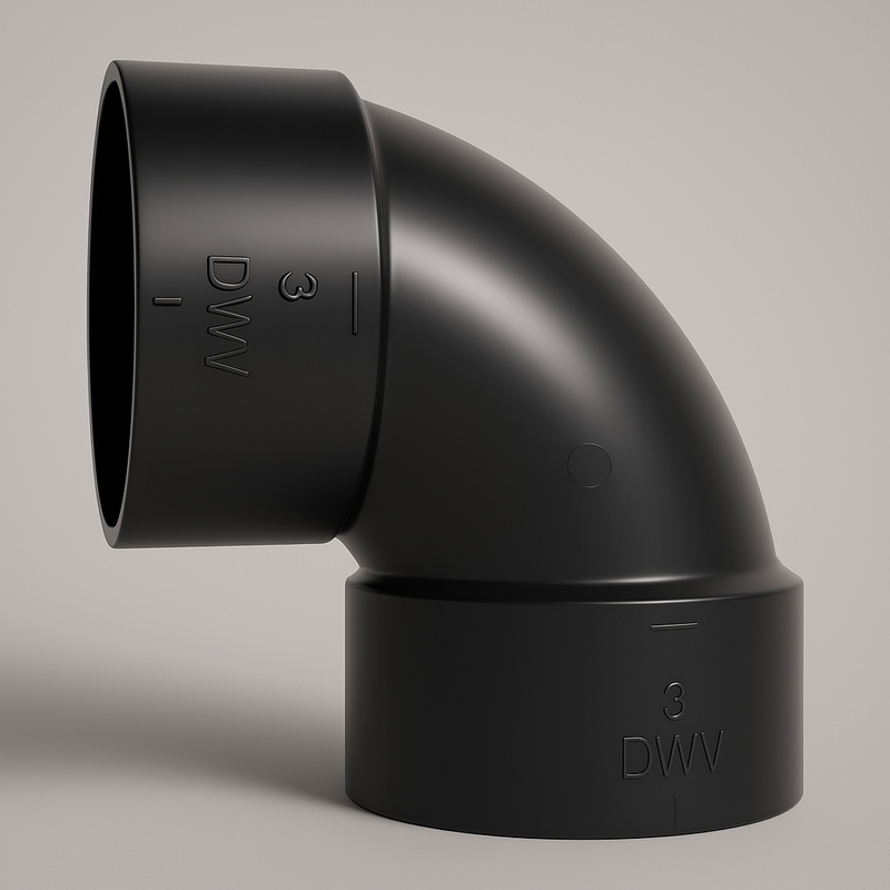 LESSO ABS 90° Elbow Hub x Hub DWV Fitting – Short Turn (1-1/2" - 3")