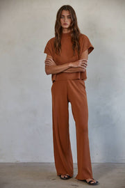 By Together - W1410 | Knit Sweater Wide Leg Pants - Home & Well