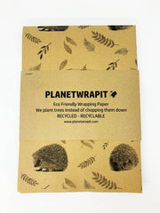 PlanetWrapIt - Hedgehogs Recycled Eco Kraft Wrapping Paper - Home & Well 