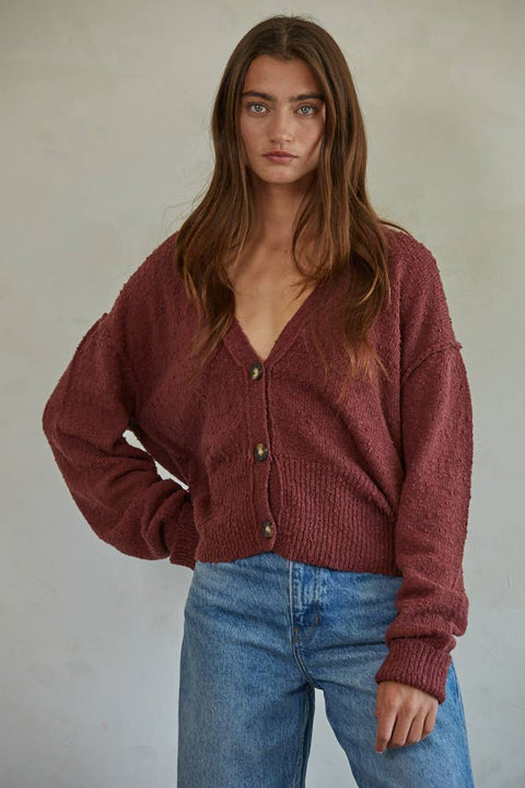 By Together - W1546 | Knit Sweater Button Down Cardigan