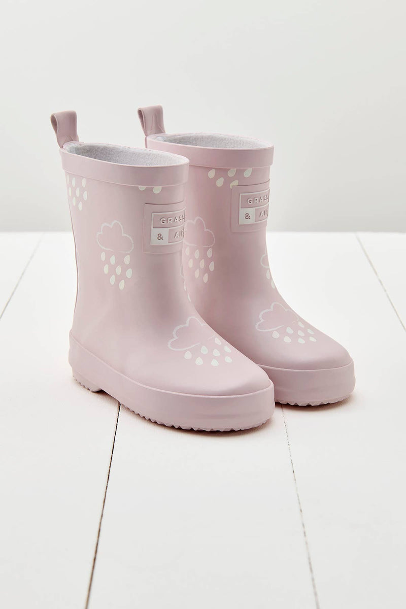 Grass & Air - Little Kids Baby Pink Colour - Revealing Wellies - Home & Well