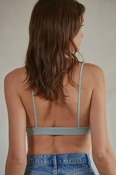 By Together - | Brami Seamless Ribbed Plunged V-Neck Strap Bralette