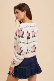 In Loom - FLORAL JACQUARD CARDIGAN - Home & Well